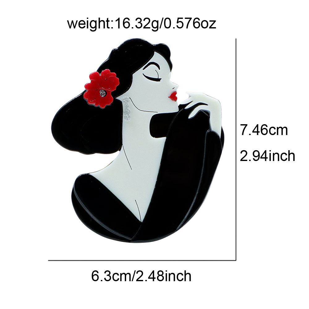 Handmade splicing acrylic sheet with elegant temperament, elegant lady shaped brooch