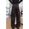 Spring 2025 Leopard Print High-Waist Straight-Leg Jeans for Women