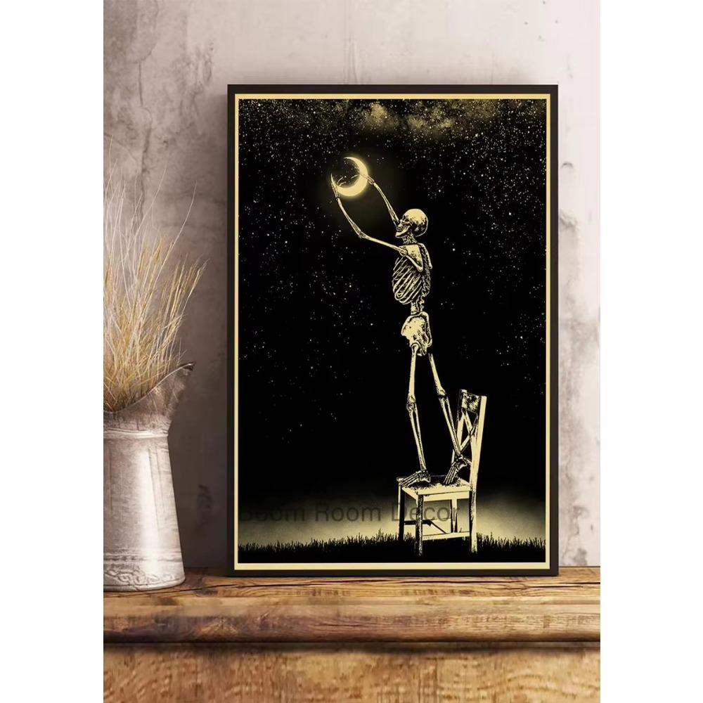 Simple Skull Posters Vintage Kraft Paper Prints Nostalgia Wall Sticker Home ation Bedroom Painting Fashion Bedroom Paint
