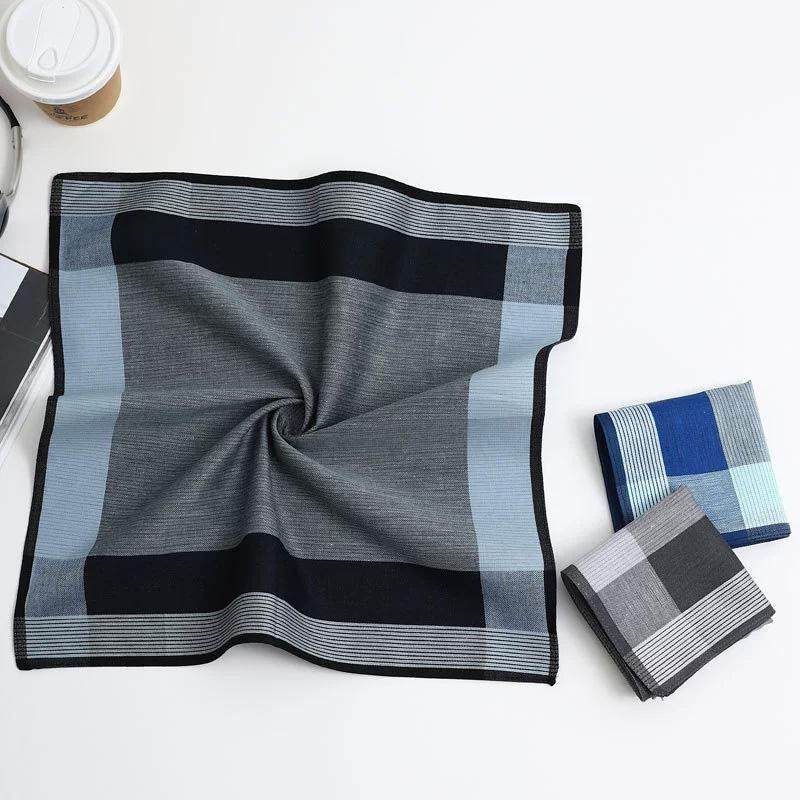 3 szt. Bawełniane 43x43cm Eleganckie Męskie Chusteczki do Ocierania Potu Artykuły Ślubne Barwiona Przędza Krata Nie Blakną Kwadratowe Chusteczki
