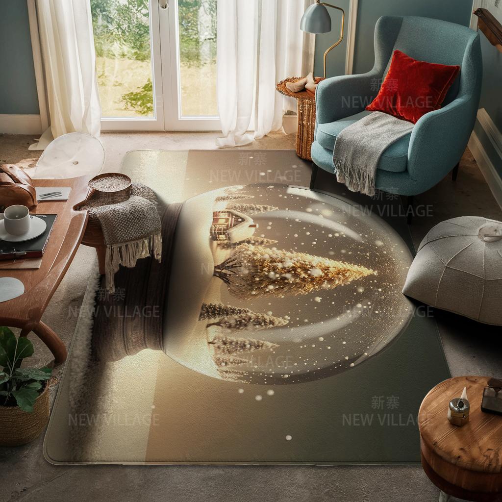 House Entrance Carpet Home Door Mat Living Room Bath Foot Bathroom Non-slip Water Absorption Rugs Bath Merry Christmas Winter