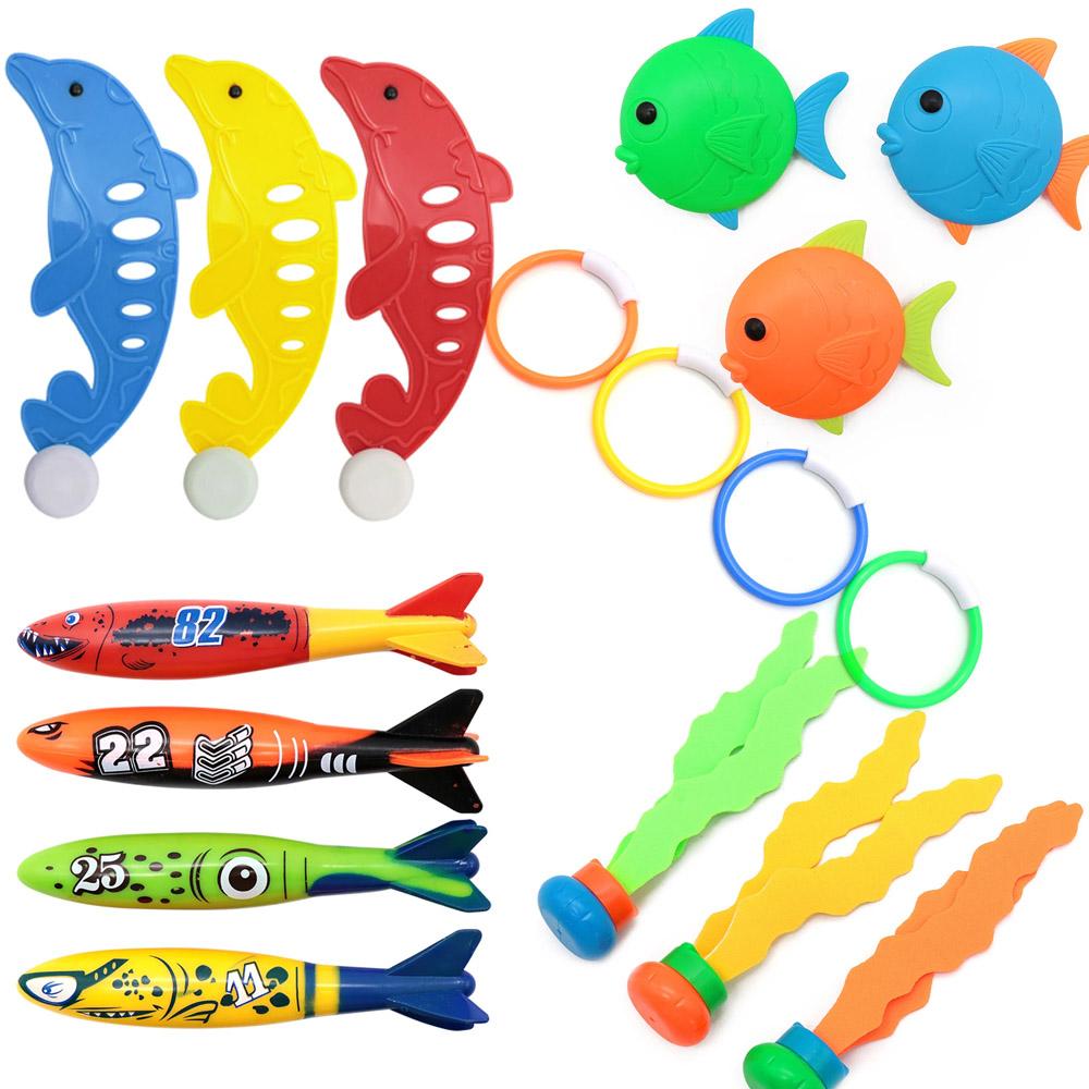 Swimming Pool Treasure Hunt Diving Toy Set Torpedo Fish Water Rings Plants Dolphin Buoy Children's Diving Toys Birthday Gifts