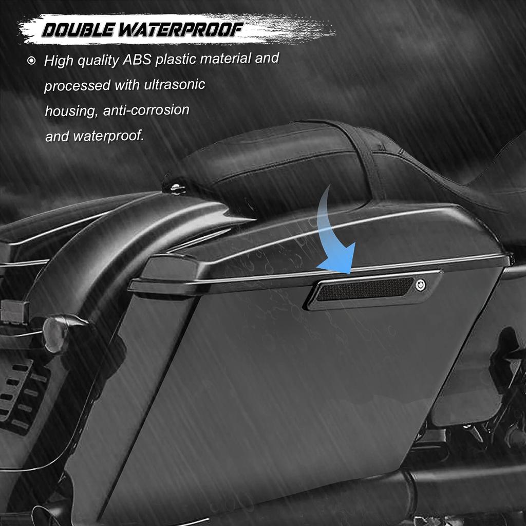 NTHREEAUTO Black Saddlebag Reflector Inserts and Latch Covers for Harley Road Road and Street Glide 2014-2020 Touring, FLT, FLHT, King, Glide,