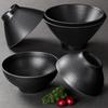Restaurant Melamine Tableware, Soup Bowls, Noodle Bowls, Threaded Frosted Black Plastic Bowls, Thick and Large Capacity