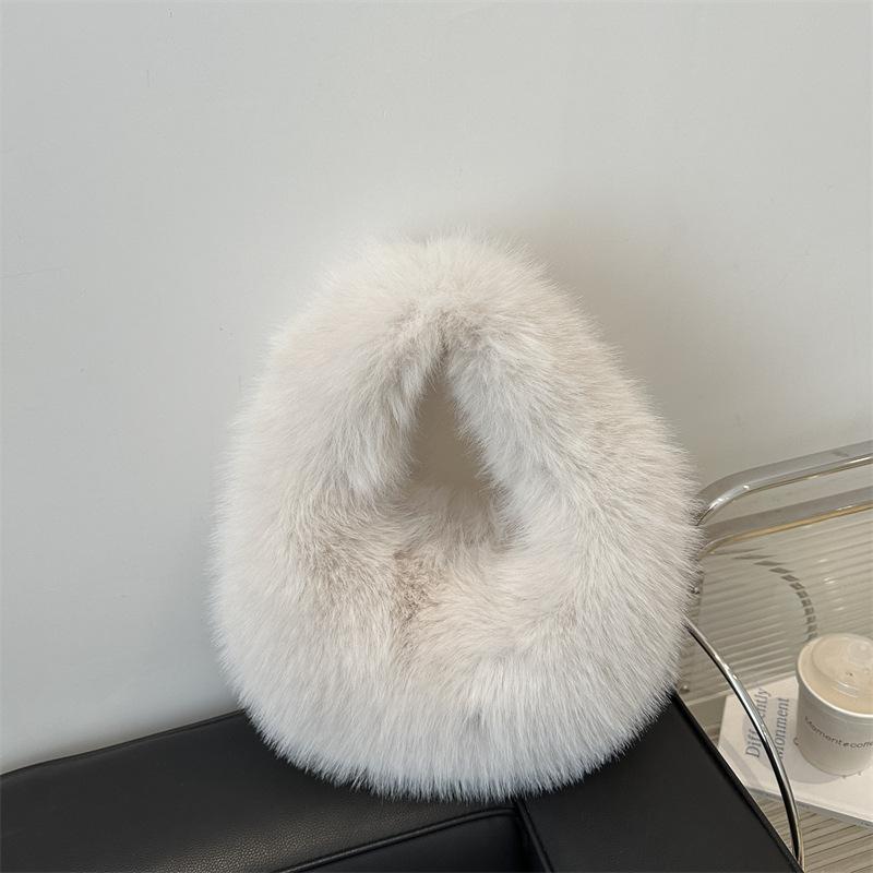 Fashion Plush Bag Women's Large Capacity 2025 New Autumn and Winter Niche One-shoulder Portable Fluffy Dumpling Bag