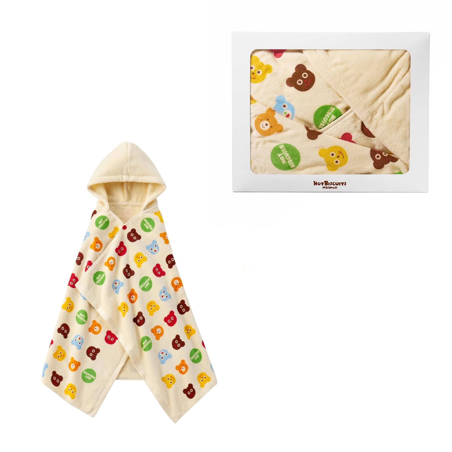 

MIKI HOUSE HOT BISCUITS Bath Poncho Set Gift Set for Boys and Girls, Baby Clothes, Baby Gift, Box Included, Multicolor, No Size, 70-8105-681