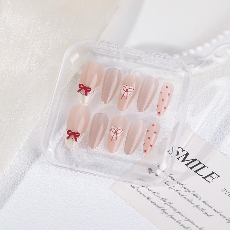 2026 Stylish Medium-Length Wearable Flower Nail Tips - High Quality, Handmade Detachable Nail Art for Students