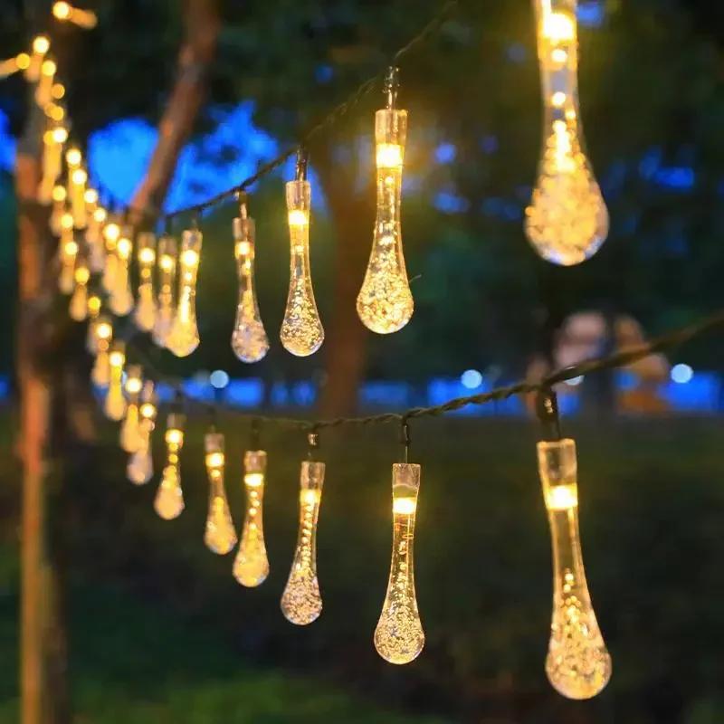 Water Droplets Solar String Lights Waterproof Outdoor 6M 30LED Solar Garland Lamp Decoration Christmas Wedding Party Garden