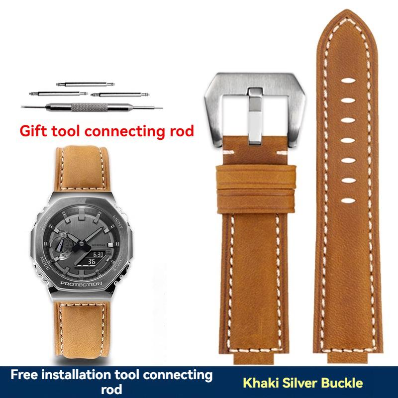 Modified Cowhide Watch Strap for Casio G-SHOCK GM-2100 GA2100 GA-2100 GM110 GA-110/120 GD-110 Wristband Watchband 24x16mm