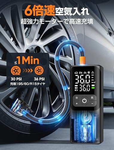 Electric Bicycle Pump [New Model | Ultra-Fast Fill & Automatic Shut-Off] Cordless 6000mAh High Capacity Air Pump, Maximum Pressure of 150 PSI, Compati