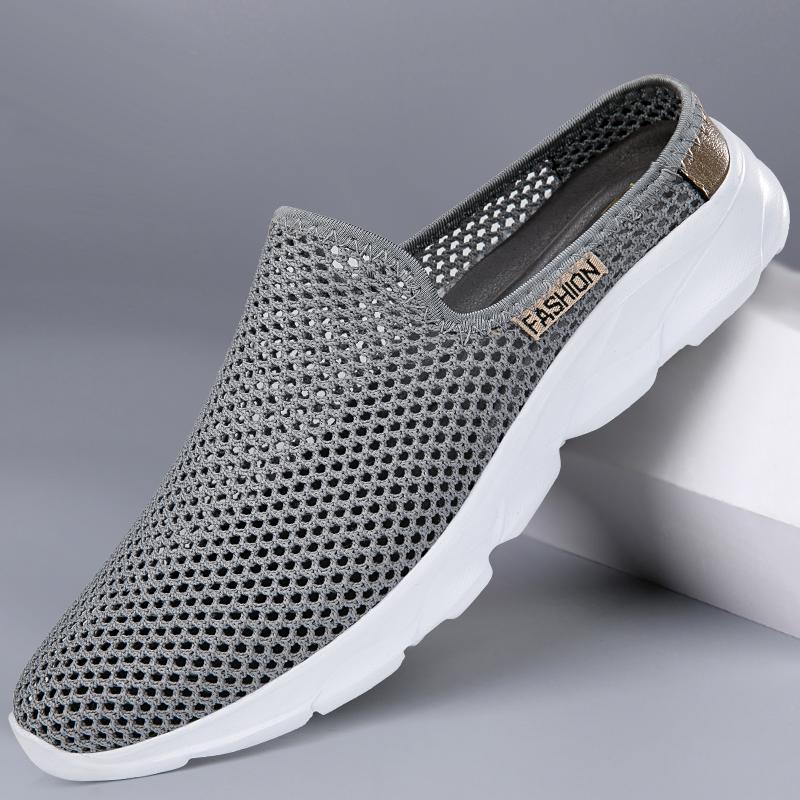 Hollow Out Loafers Outdoor Mesh Flats Breathable Moccasins Comfy Sneakers Cool Muller Shoes Half Shoes Summer Mens Casual Shoes