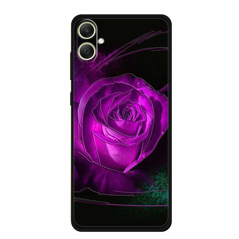 3D Emboss Case For Samsung Galaxy A06 M06 F06 A05 M05 F05 Phone Case A 06 M 05 Flower Black Silicone Soft Back Cover Coque Funda
