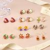Mori Small Oil Drop Pearl Flower Earrings Small Fresh and Sweet Butterfly Love Earrings Super Fairy High-end Stud Earrings