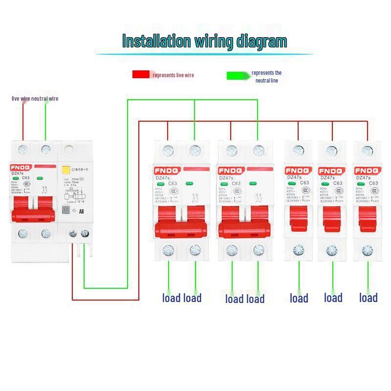 Dual-Pole Residual Current Circuit Breaker with Leakage Protection - 220V Electric Safety Switch