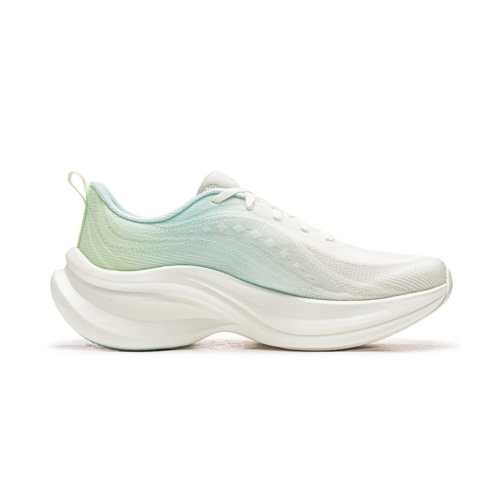 Li Ning Cushioning Slip Resistant Abrasion Resistant Support Lightweight Low Top Running Shoes Women's White Green ARHW020-4
