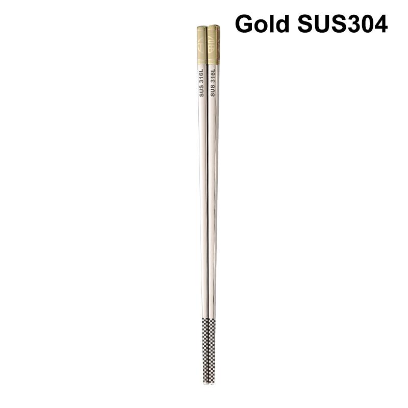 1Pair Chinese Chopsticks 304/316Stainless Steel Non-slip Sushi Chopstick Korean Japanese Food Metal Sticks Outdoor Tableware