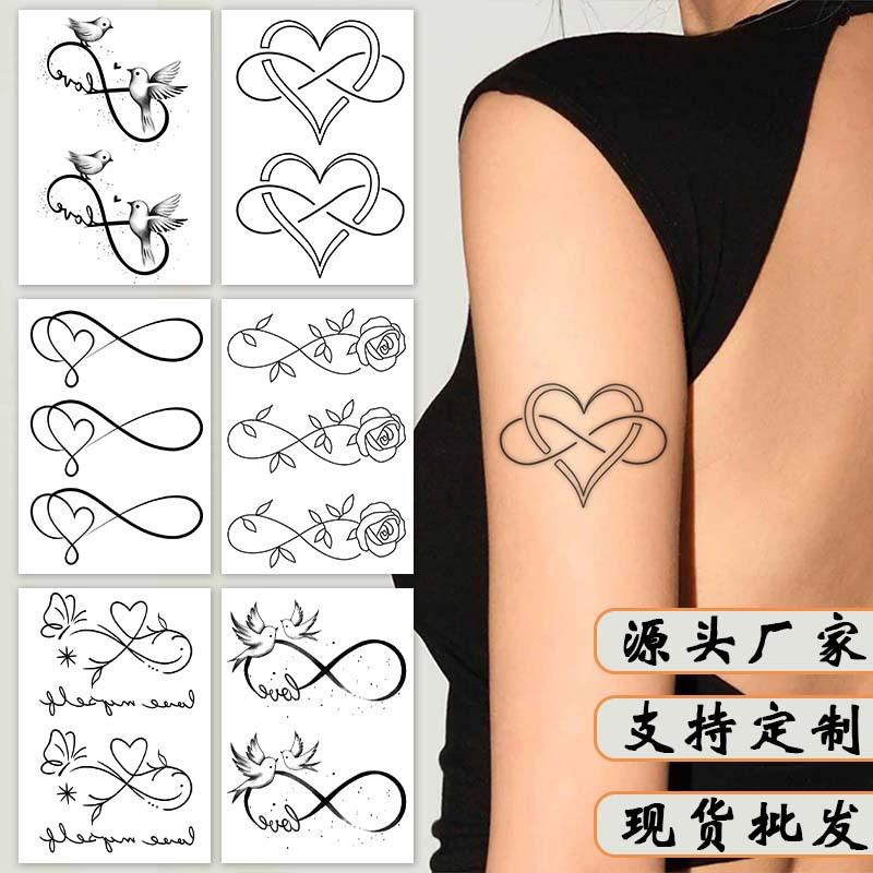 Ins Simple Love Flower Butterfly Swallow Mobius Ring Infinite Loop Wrist Tattoo Sticker