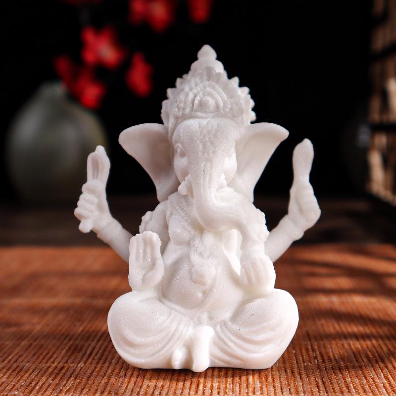 

Thai Elephant Trunk Craft Ornament - Sandstone Decor for Home, Desk, or Office