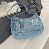 Denim Bag Multi-zipper Retro Crossbody Bag Middle-aged Mother Bag