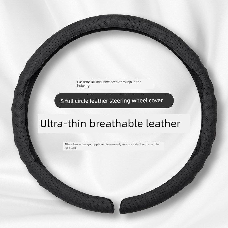 

Cover, Suitable for All Seasons, for Men and Women, Sweat-Absorbent, Non-Slip, Breathable, Nappa Leather, Ultra-Thin, All-Inclusive Handlebar Cover Round [Yao Ye Black-Napa Leather]