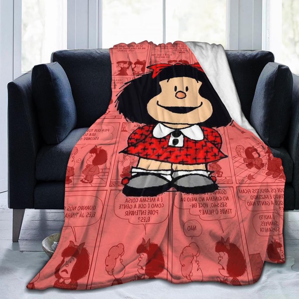 Mafaldas Knitted Blankets Fleece Anime Super Warm Throw Blanket for Bedroom Sofa Bed Rug