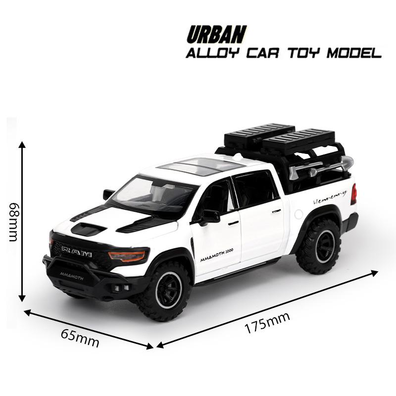 

1:32 RAM MAMMOTH Pickup Off Road Vehicle Miniature Diecast Metal Model Car Toy Pull Back Sound & Light Collectibles Gifts
