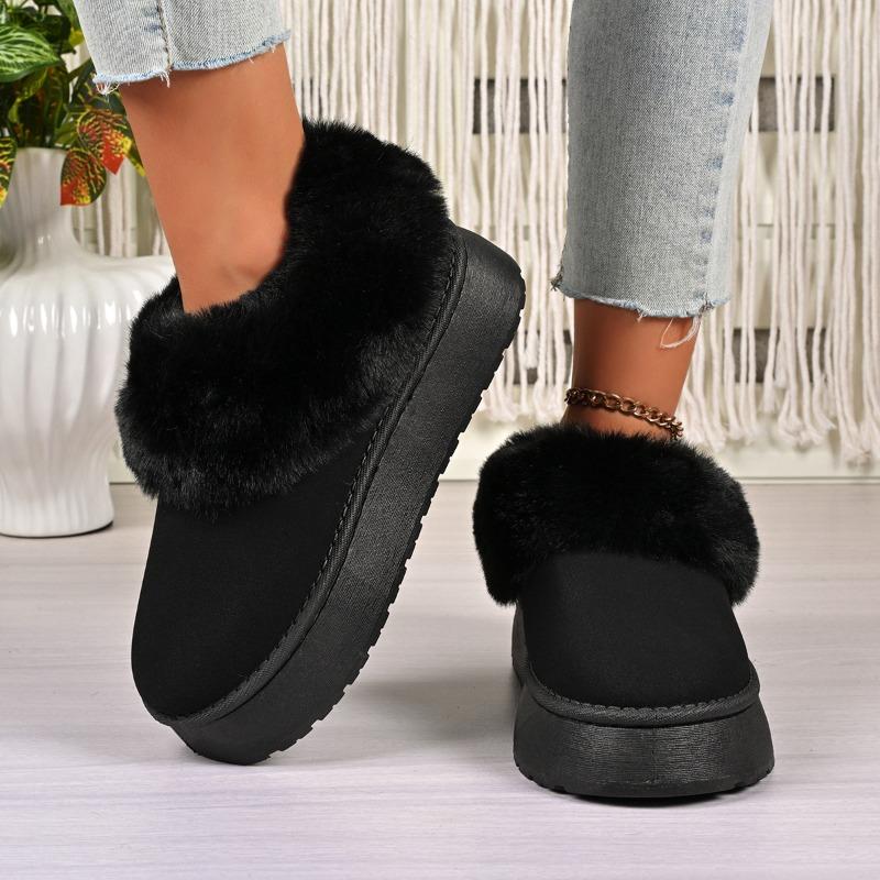 

New Thick One-step Fleece Warm Cotton Shoes for Large-sized Casual Women 36 чорний