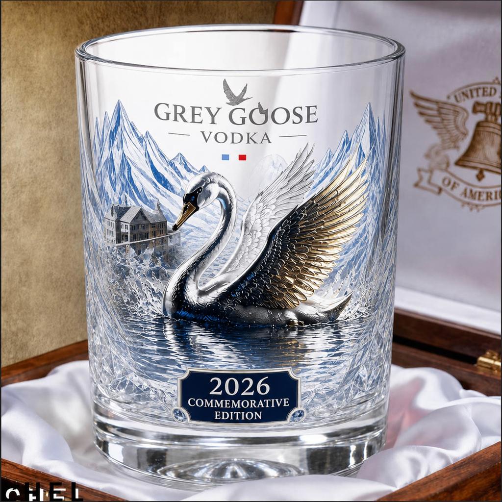 Set Bottiglia di Whiskey in Vetro con Bicchiere di Whiskey Edizione Commemorativa con Design Cigno e Montagna Adatto per Collezionisti e Appassionati di Bicchieri