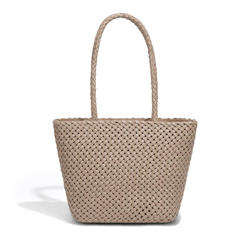 Neuer Gemüsekorb, Damenhandtasche aus echtem Leder, Schulter-Tragetasche, handgeflochtene Tasche, tragbare personalisierte trendige Achseltasche.