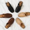 Handmade Weave Mules Flat Sandals Women Summer Casual Roman Footwear Narrow Slip On Cover Toe Gladiator Sandalias