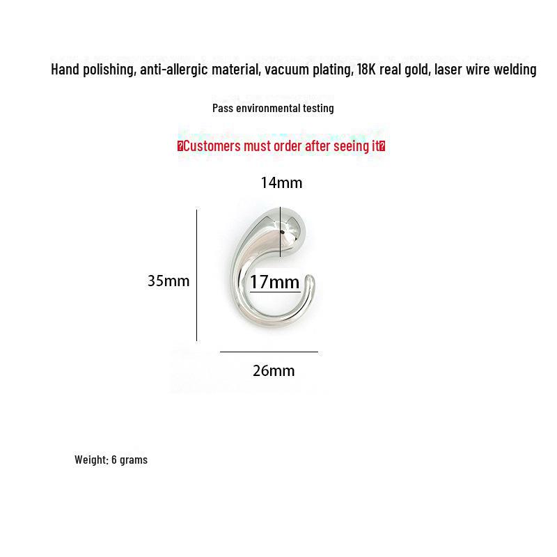 Gold-Plated Stainless Steel Oversized Teardrop Hoop Earrings - European & American Fashion for Women