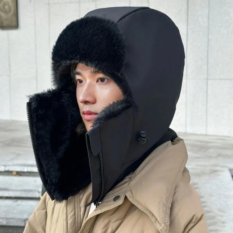 

WTEMPO Мужские Женские Зимние Ветрозащитные Теплые Шапки-Бомберы на Молнии для Велоспорта Лыж Плюшевые из Искусственного Меха Плюшевые Шапки Защита Ушей Осень Зима Улица 1pc*one size чёрный