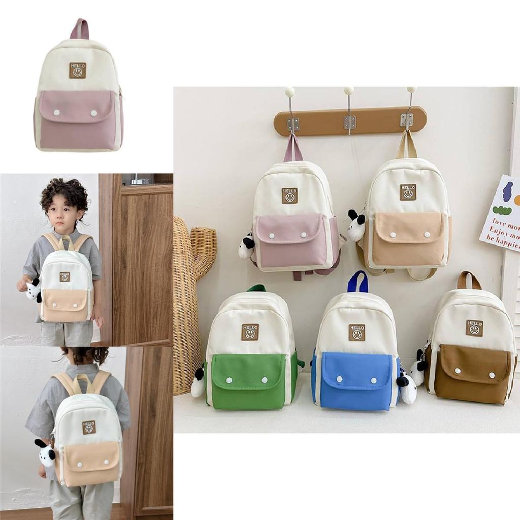 Trendy Modern Cool Children's Kindergarten Backpack Unisex Breathable Nylon Material Polyester Lining Solid Color Stitching Fashionable Shoulder Bag