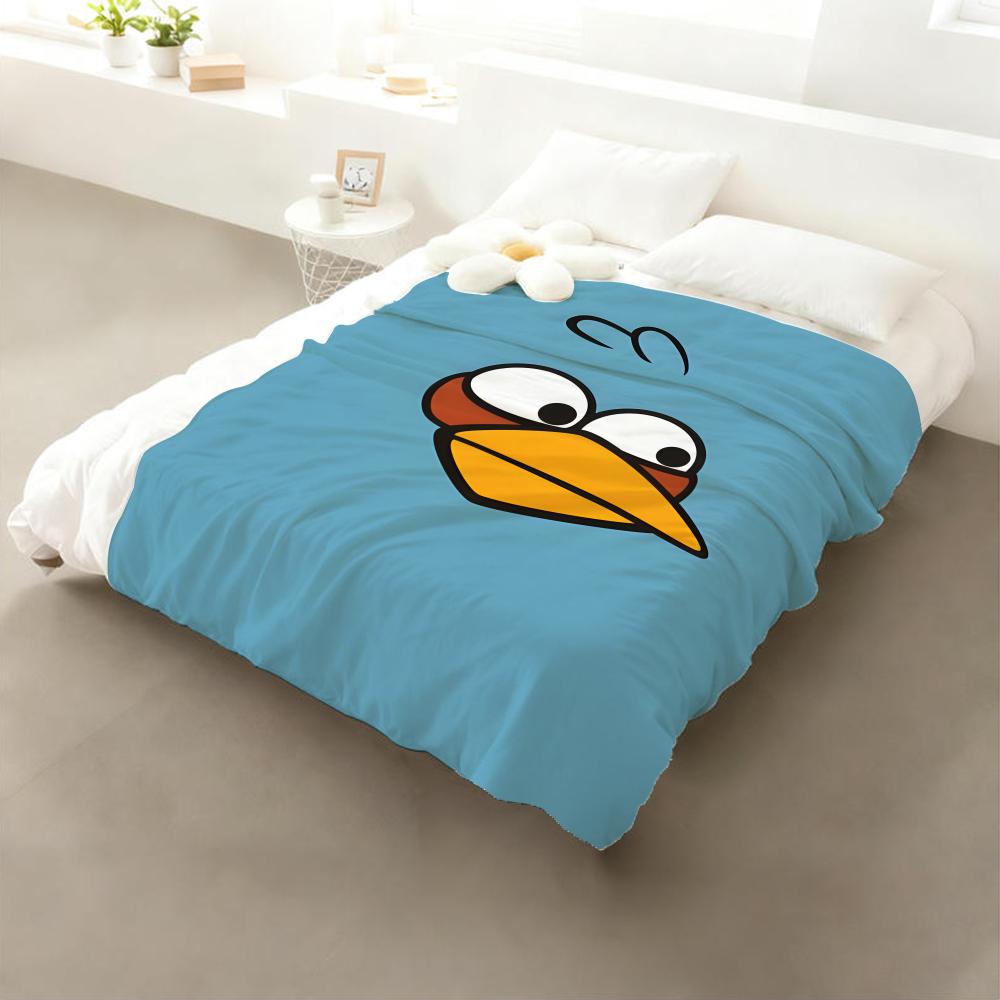 Playful Angry Birds Game Throw Cozy Soft Flannel Throw Lightweight Skin-Friendly for Sofa Bed Office & Travel