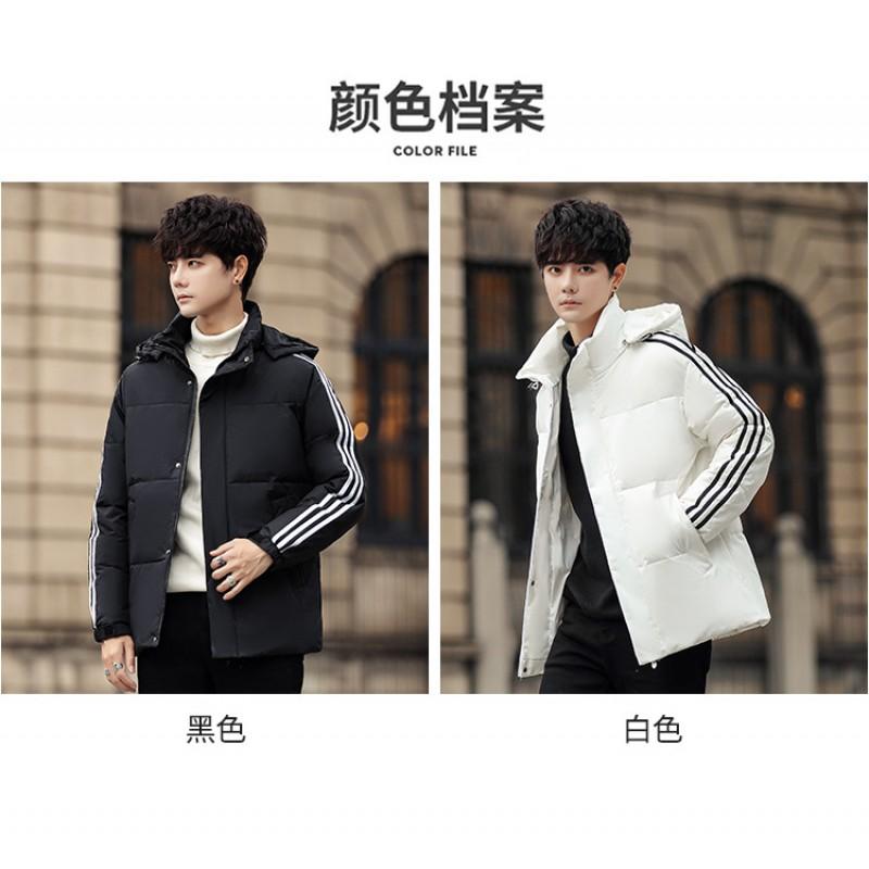 Mens Winter Down Jacket Stand Collar Short Casual White Duck Warm Coat Fashion Urban Style