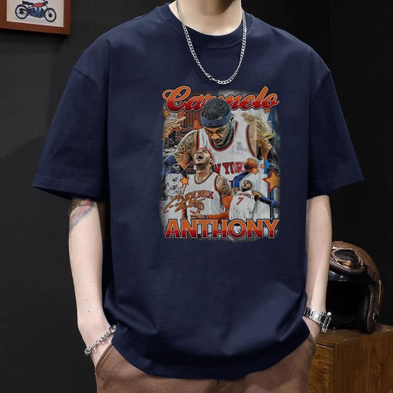 Outlet Foreign Trade Clearance Heavyweight Pure Cotton T-shirt for Men and Women NBA Basketball James Short Sleeved Top Trend