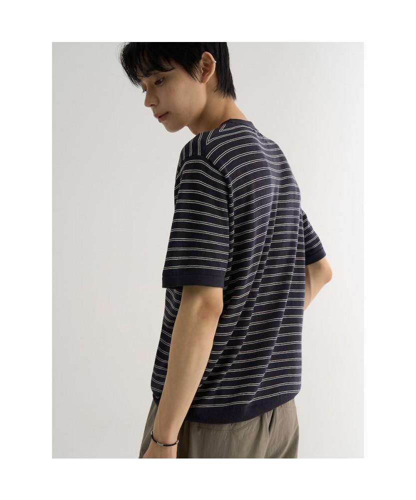 8SECONDS Natural Stripe Short Sleeve Knit Navy
