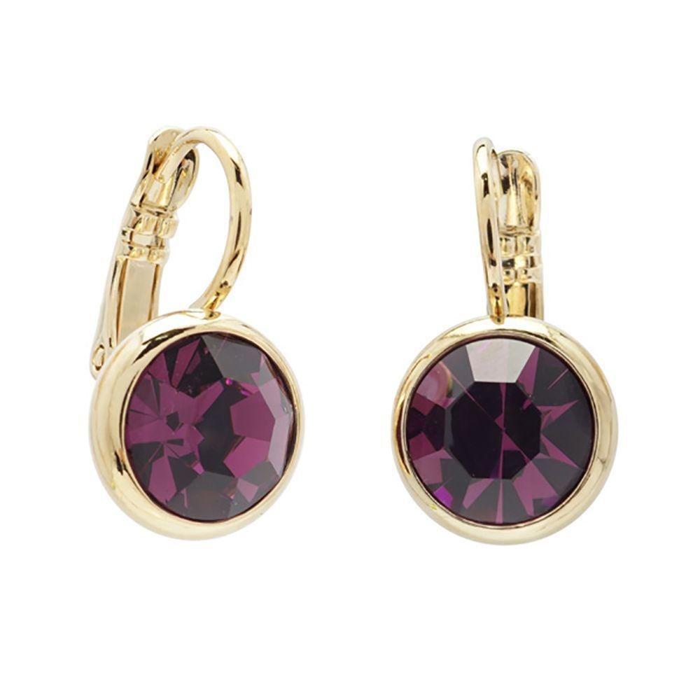 Austrian Crystal Gold 8mm Purple Earrings