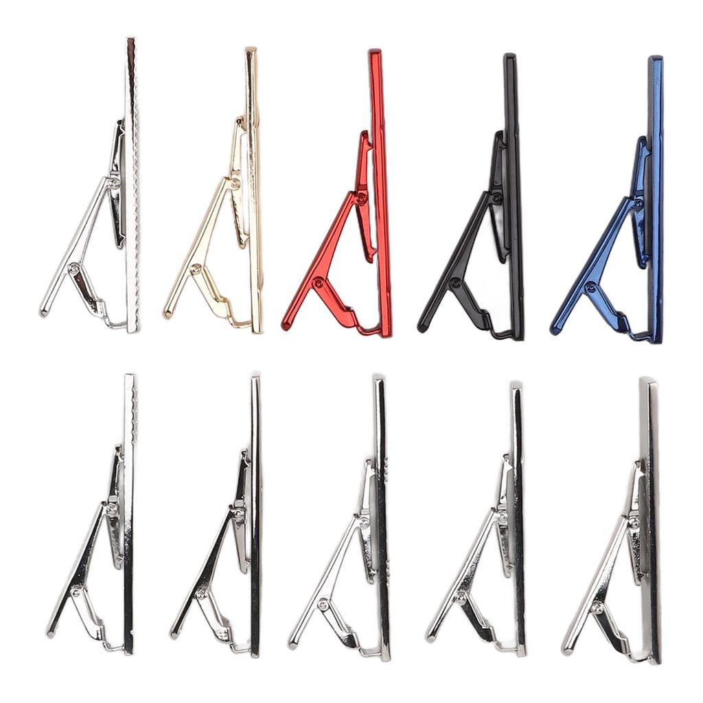 10 Pcs Tie Clip Stylish Elegant Copper Necktie Pin Set for Business Wedding Banquet