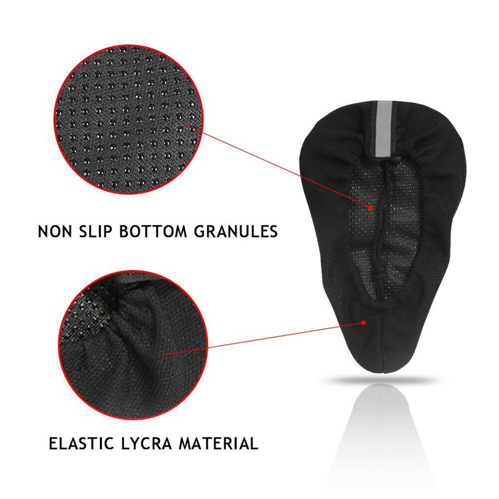 Bike 3D Saddle Seat Cover Bike Breathable Soft Comfort Pad Padded Cushion (Black)