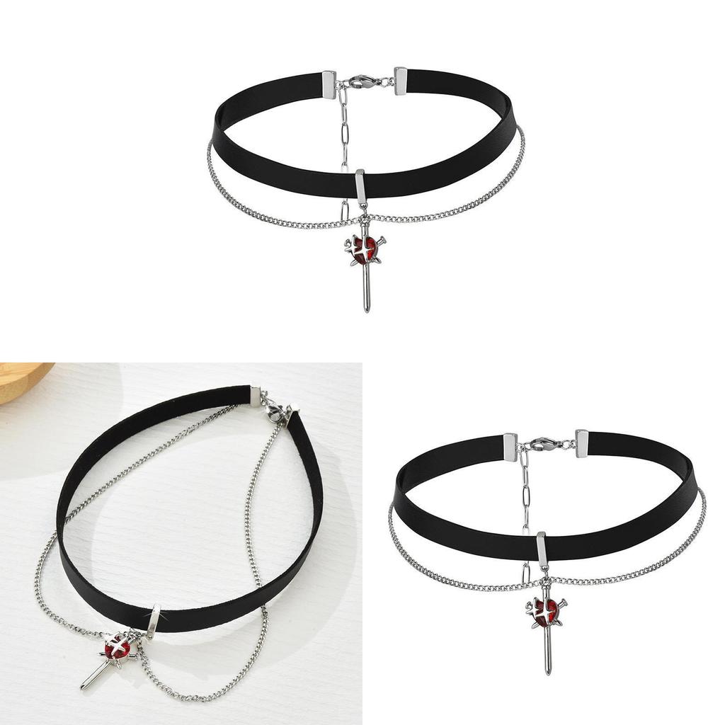 Gothic Night Choker Necklace With Pendant And Eightpointed Star For Women