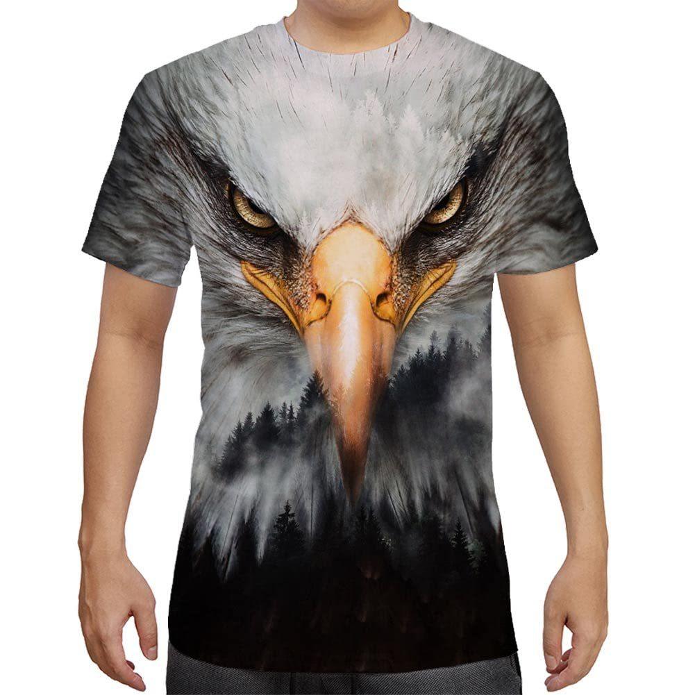 Letní Pánské Tričko s Krátkým Rukávem s 3D Potiskem Vzorů Zvířat s Kulatým Výstřihem Módní Ležérní