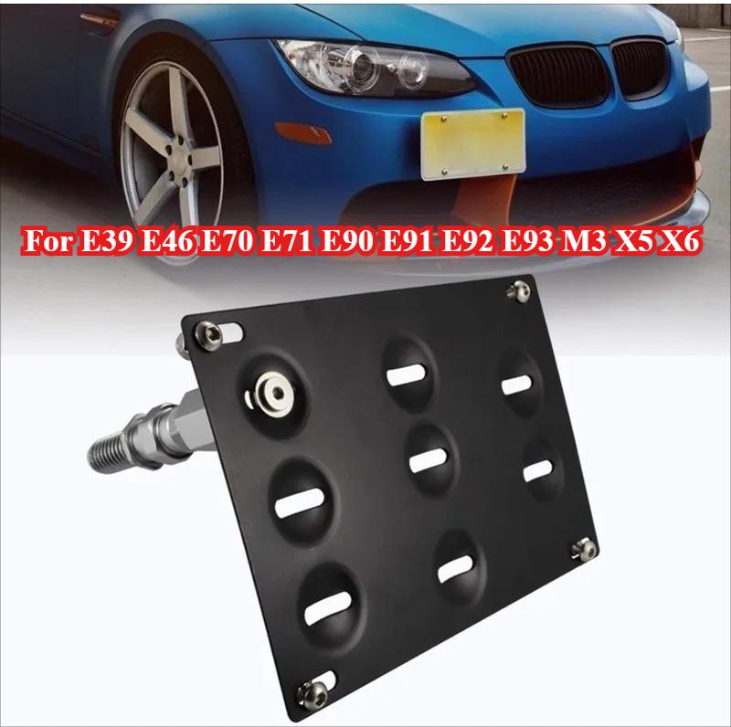 Support de fixation de plaque d'immatriculation pour crochet de remorquage de pare-chocs avant pour BMW Séries 1, 3, 5 (E39, E46, E70, E71, E90, E91,