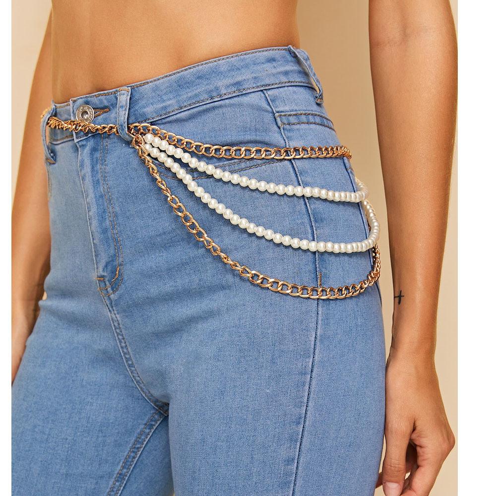 Elegant Pearl Metal Belt Chain For Women With Adjustable Length For Spring And Fall