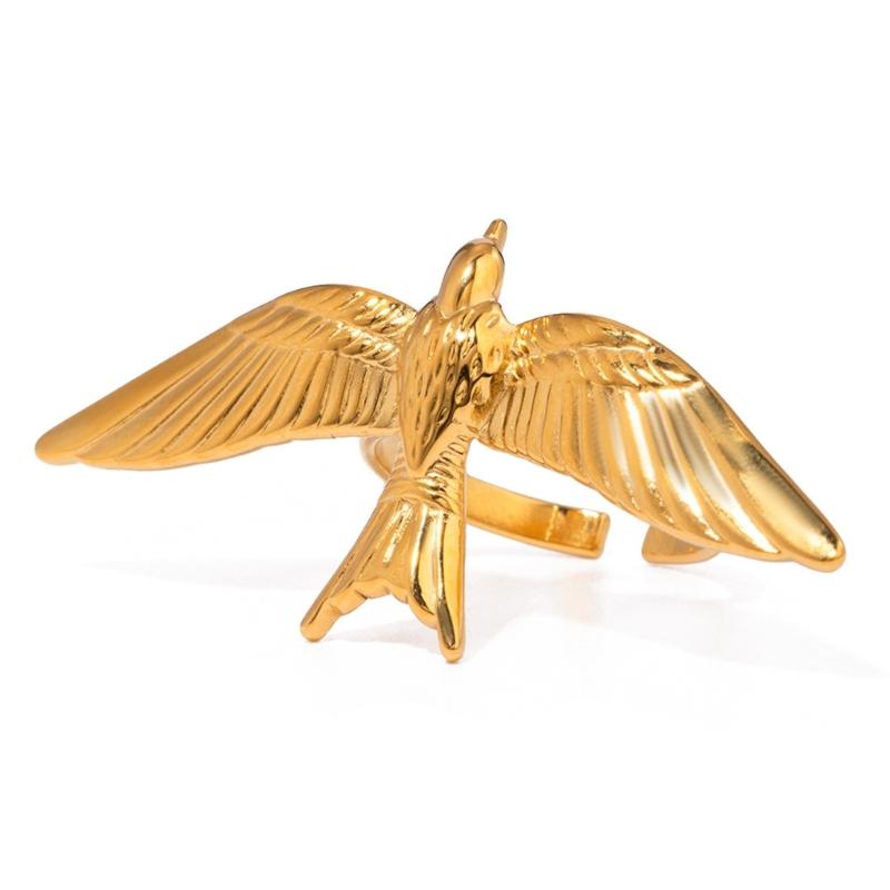 

Retro Styles Sturdy Stainless Steel Bird Wing Open Rings Jewelry Accessory for Women Seek Unique Fashion Statement 1