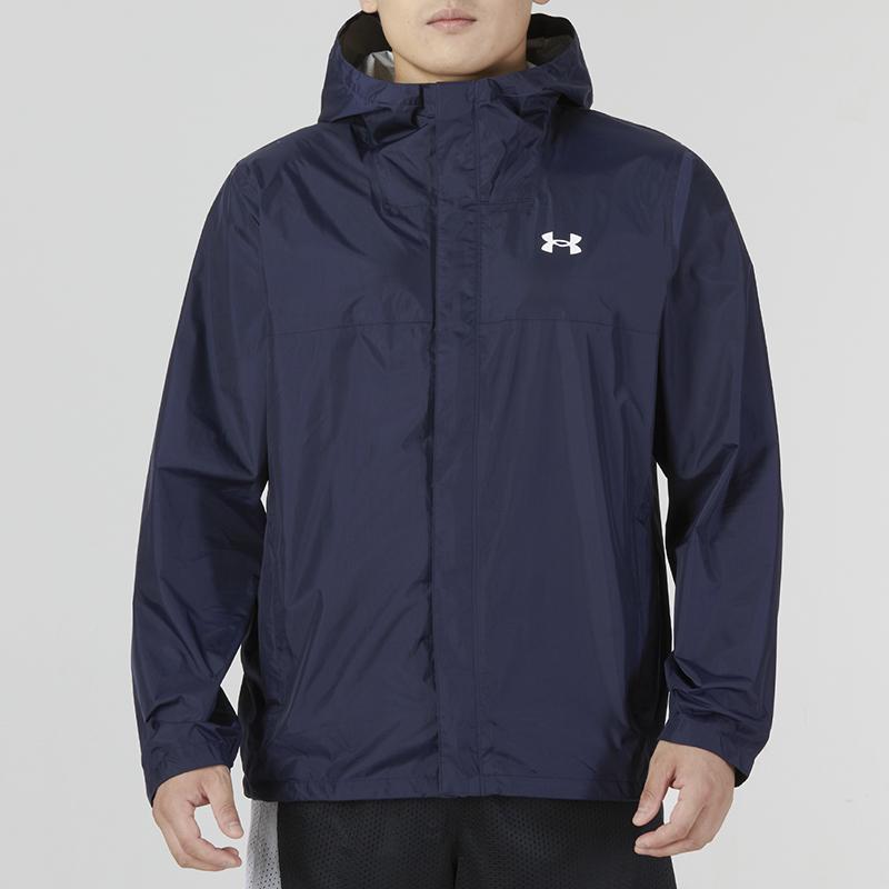Under Armour Cloudstrike 2.0 Solid Sport Casual Hooded Jacket Men Jackets Navy-Blue 1374644-410
