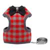Classic Plaid Cat Rabbit Harness and Leash Set Breathable Pet Harnesses with Bow for Bunny Kitten Rabbits Accessories Clothes