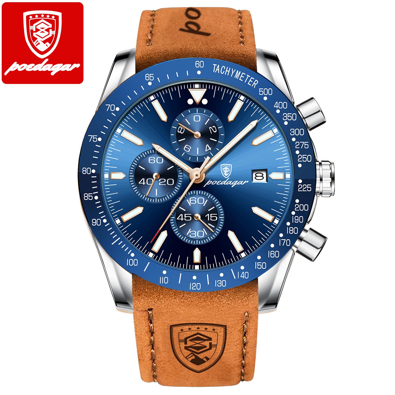 988 Men s Sport Chronograph Watch Luxury Brand Waterproof Luminous Watch Men Wrist Business Quartz Boys Silicone Watch 988 Silver Blue L