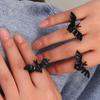 Dark Fashion Spider Web Heart Ring Shiny Rhinestone Halloween Opening Ring Gothic Bat Ring  Gift