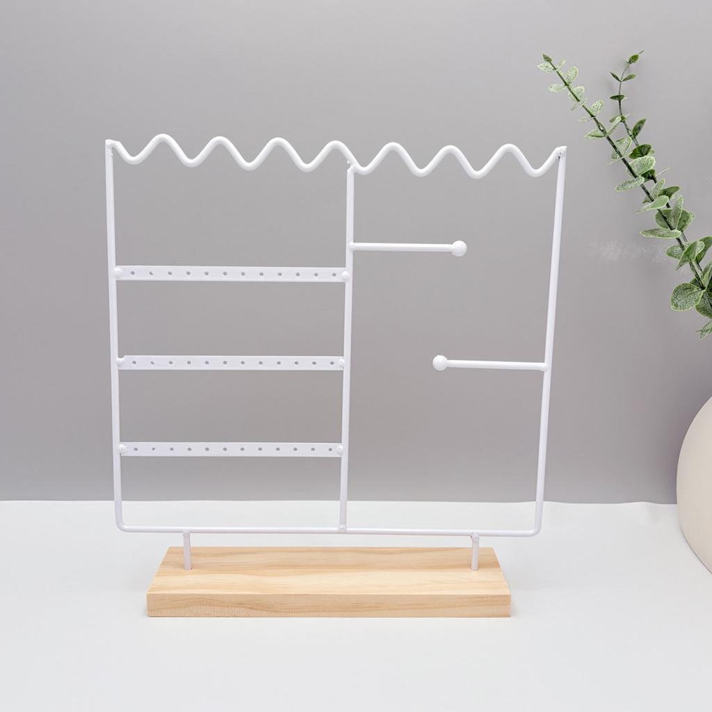 Wood Base Jewelry Display Stand with Detachable Funtion Earring Organizer for Tabletop Storage Home Shop Decoration